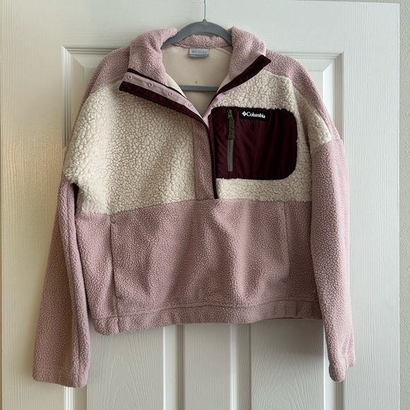 Columbia Mauve and Cream Sherpa Fleece Pullover - Picture 1 of 4